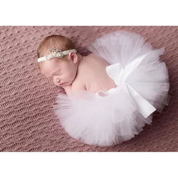

2020 NEW Baby Tutu Newborn Photo Props Sweet Pink Little Girl Tutu Skirt with Crochet Headband Birthday Tutu TS012
