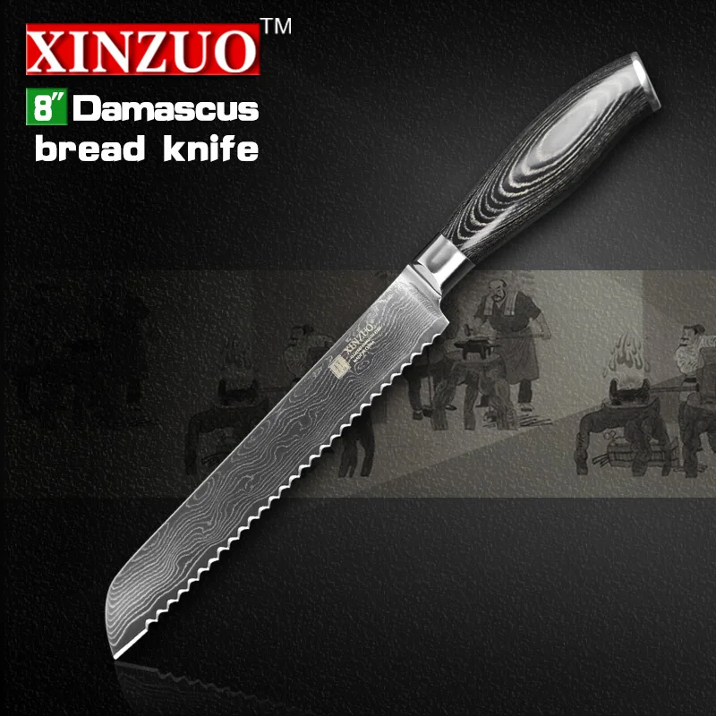 8 inch bread knife 73 layers Damascus kitchen knife high quality Japanese VG10 cake knife with