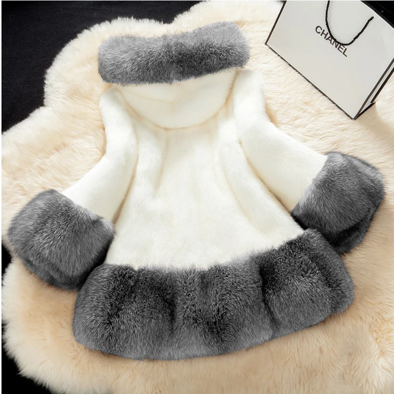 Femmes Patchwork Poilu Blanc Automne noir Furry Faux Hiver Pardessus Chaud Veste Fluffy Survêtement Fausse Partie Manteau Épaisse Fourrure qwnBtA