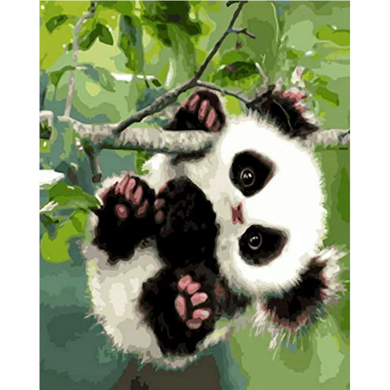 

Painting By Numbers DIY Dropshipping 40x50 50x65cm Cute and playful panda babAnimal Canvas Wedding Decoration Art picture Gift