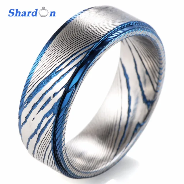 Shardon Wedding Engagement Jewelry Men S Rings 8mm Trendy Damascus Shardon Wedding Engagement Jewelry Men S Rings 8mm Trendy Damascus Steel Ring Band