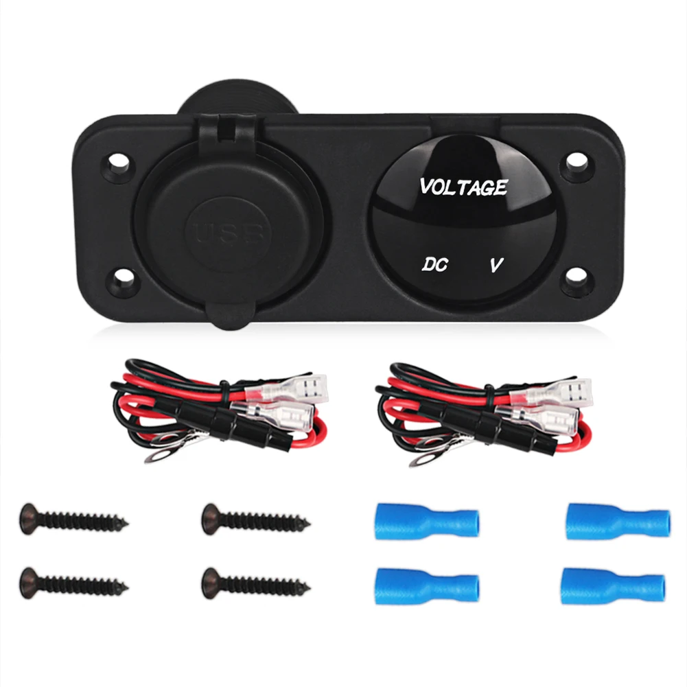 DC12V 24V Панель автомобильное зарядное устройство светодиодный цифровой вольтметр
