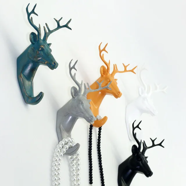 

American style European keys retro door after coat rack hanging hook animal head cafe bar decoration hooks