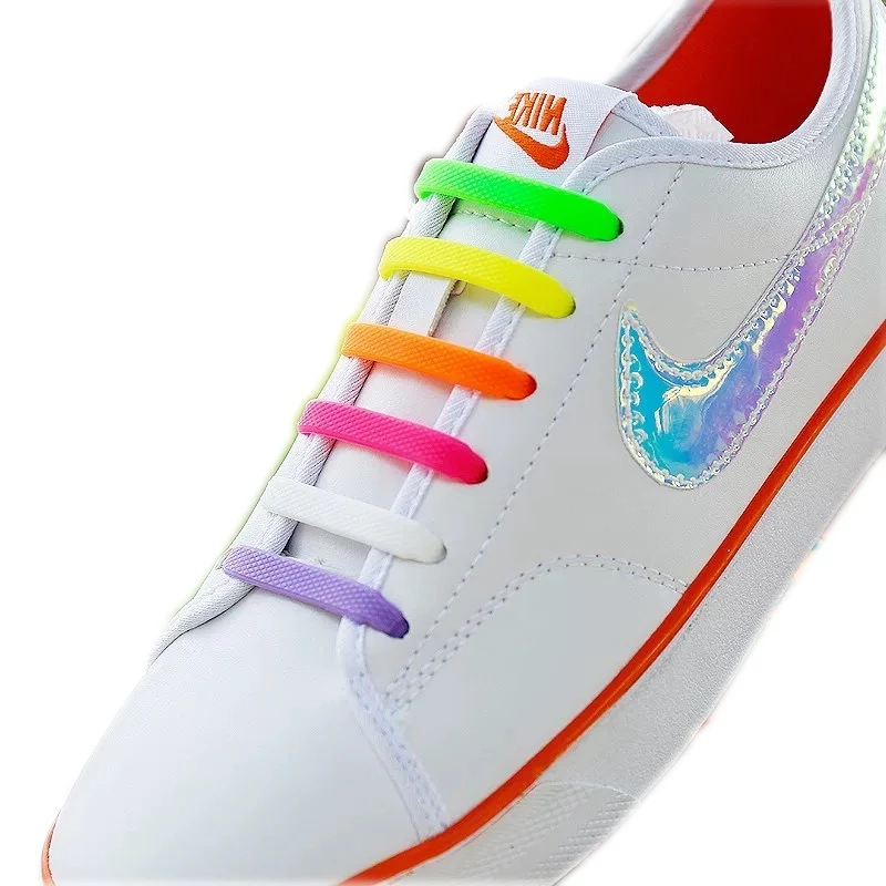 10Pcs/Set Elastic Silicone Shoelaces Children Athletic Running No Tie ShoeLaces All Sneakers shoes lace Fit Strap Shoelace