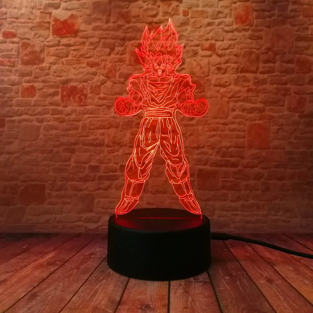 Dragon Ball Z Son Goku Super Saiyan vegeta 3D светодиодный ночник 7 цветов Изменение для мальчиков спальня спальный Декор ребенок рождественские подарки