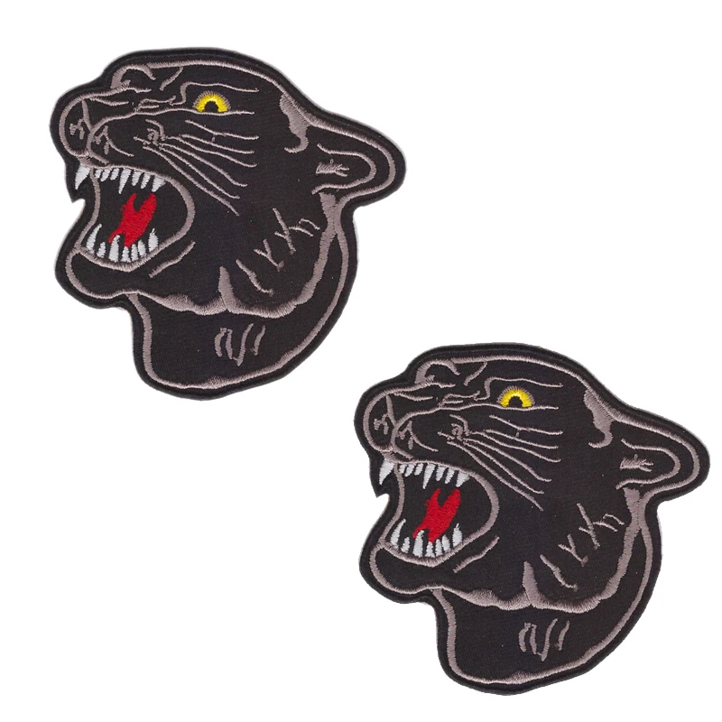 

New Designs arrive HUGE BIG BLACK TIGER PANTHER HEAD Embroidered Iron on Patch Garment accessories, clothing decoration