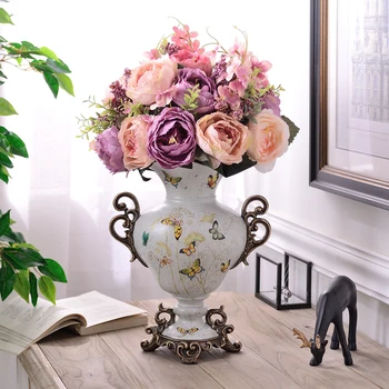 

American Pastoral luxury European atmosphere simulation ears vase peony floral floral decoration flower set