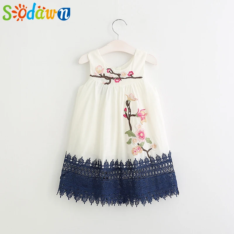 Sodawn 2017 Girl Flower Embroidery Dress font b Baby b font Girl Clothes Girls Dress Children