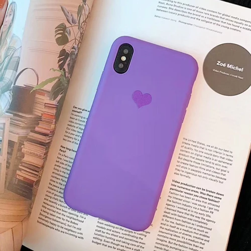 LOVECOM пары чехол для телефона для iPhone 11 Pro Max XS Max XR 6 6S 7 8 Plus X корейский сердце карамельный цвет Мягкий ТПУ Телефон задняя крышка - Цвет: Purple