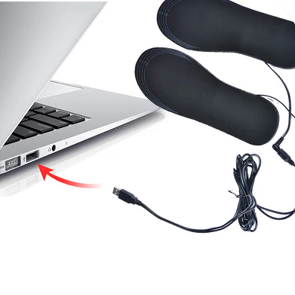 1 Pair USB Heated Insoles Foot Warming Pad Feet Warmer Sock Pad Mat Winter Outdoor Sports Heating Shoe Insoles Winter Warm