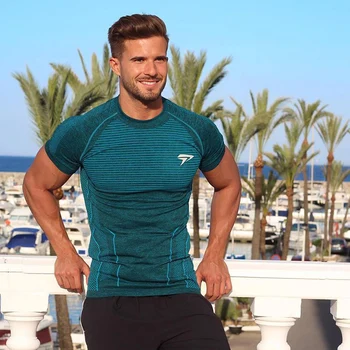 

Sport Shirt Men Fitness Tops Rashgard Mens Dry Fit Running T Shirt Sportswear Gym Workout Tshirt Slim Fit Tight Training Shirts