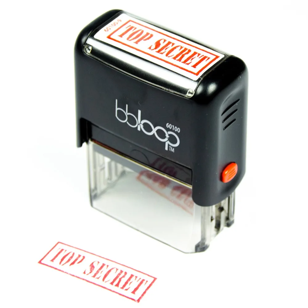 

BBloop Stamp "TOP SECRET" Self-Inking, Rectangular. Laser Engraved. RED