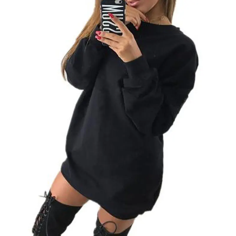 

Autunm Long Sweatshirt Women Casual O-Neck Loose Sweatshirt Dress Hoodie Spring Long Sleeve Hoodies Sweatshirts Sweat Femme