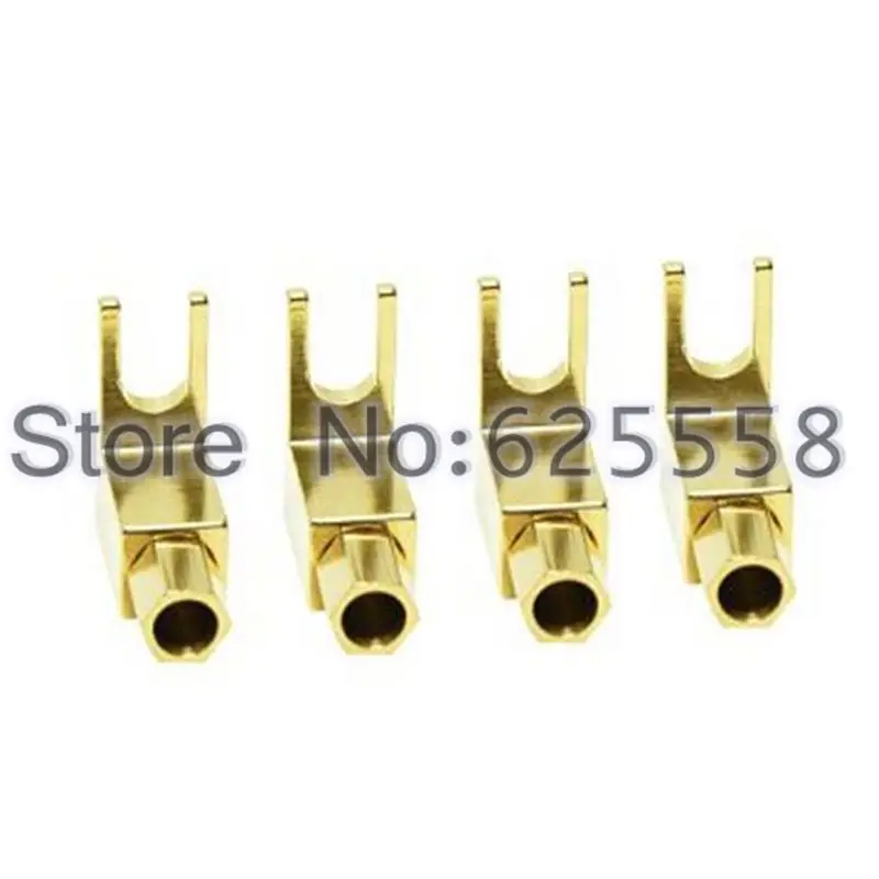 Hifi Audio 4x Gold Banana to Spade Adaptor L Plug Speaker Cable Wire Connector HiFi