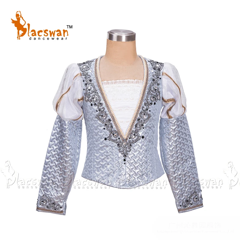 

Custom Made Men Ballet Jackets Adult Or Children Silver Ballet Tunic Costumes Male's Ballet Dance Costumes Long Sleeves BT794