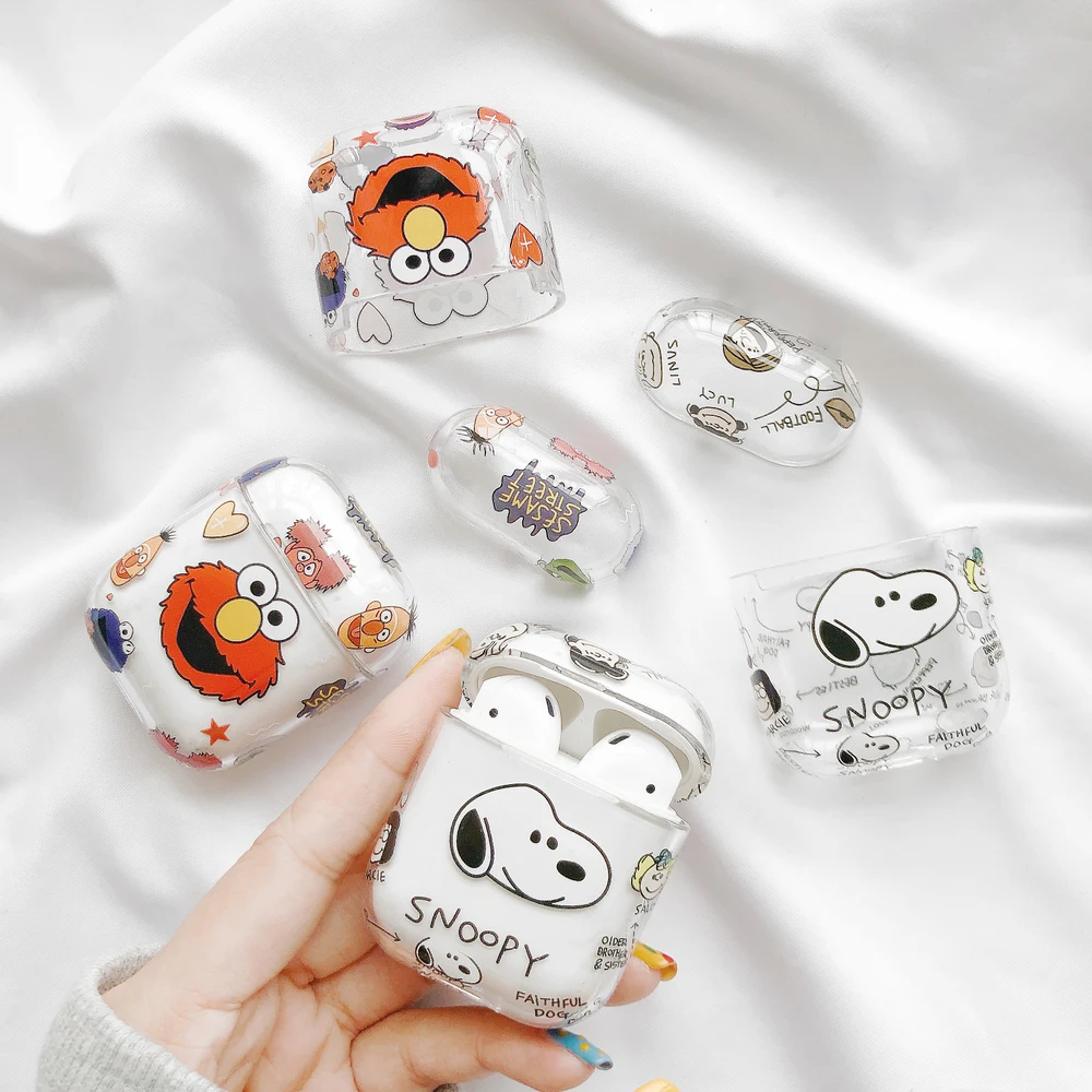 

Cute Cartoon PEANUTS Dog Charlie Brown Hard PC Crystal Cover For Airpods Cases Transparent Earphone Case for Apple AirPods Box