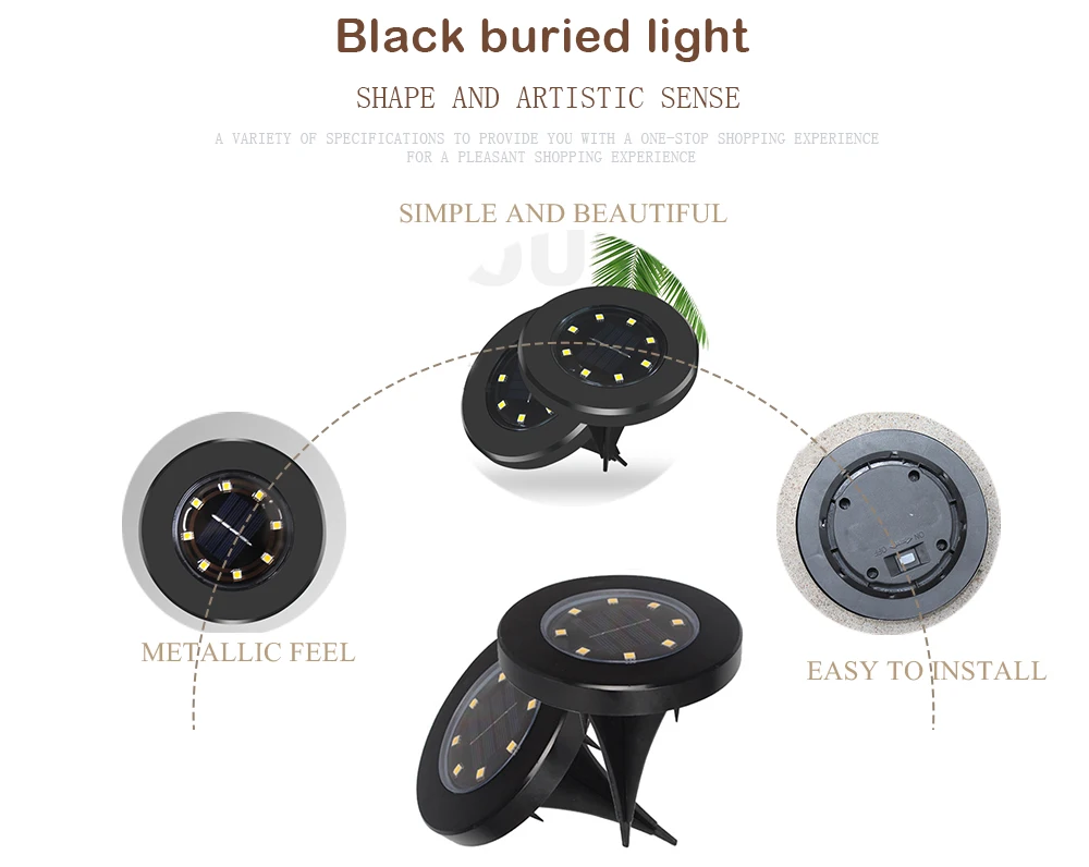 Освещение для подъездной дорожки, террасы, 8 светодиодный фонарь на солнечных батареях, водонепроницаемые подземные лампы, садовые напольные светильники для двора, лестницы, газона