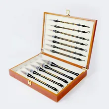 12 шт./компл. шерсть ласки кисточка для китайской каллиграфии ручка пейзаж живопись с пионами китайская живопись, каллиграфия кисть для письма подарочный набор