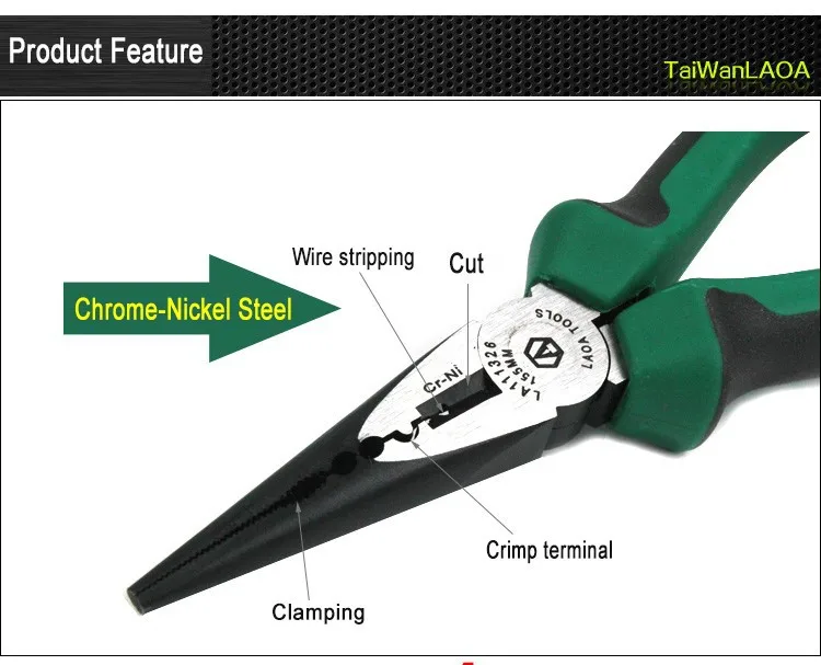 LAOA 6 дюймов Cr-Ni Длинногубцы Многофункциональный длинный нос плоскогубцы рыболовные плоскогубцы промышленные плоскогубцы