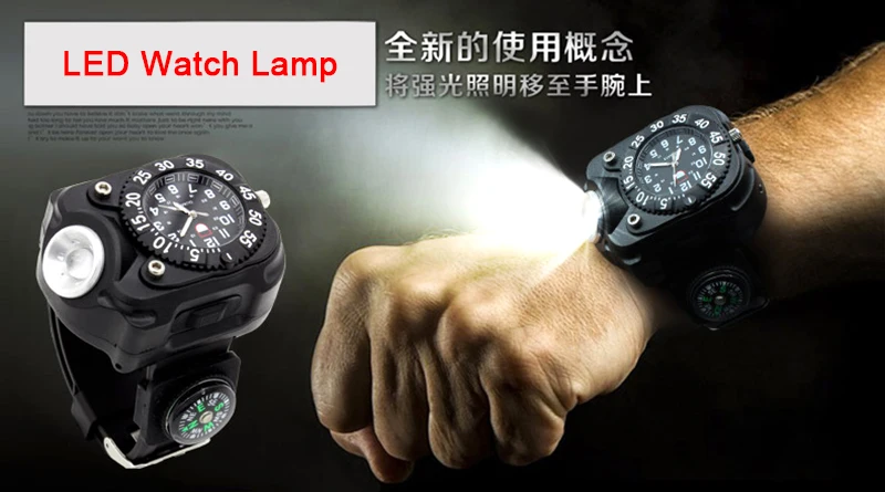 

New design 1000 lumens USB quartz wrist watch flashlight lamp waterproof rechargeable led for running bicycle light lantern