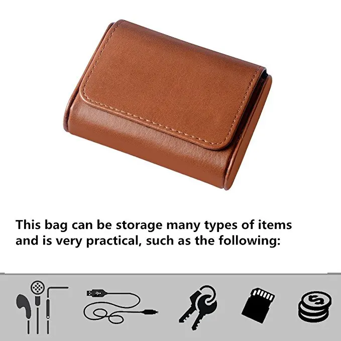 OKCSC In Ear Earphone Leather Case Bag Headphone Portable Box Headset Upgrade Cable Accessories Adapter Balance Plug Storage Bag