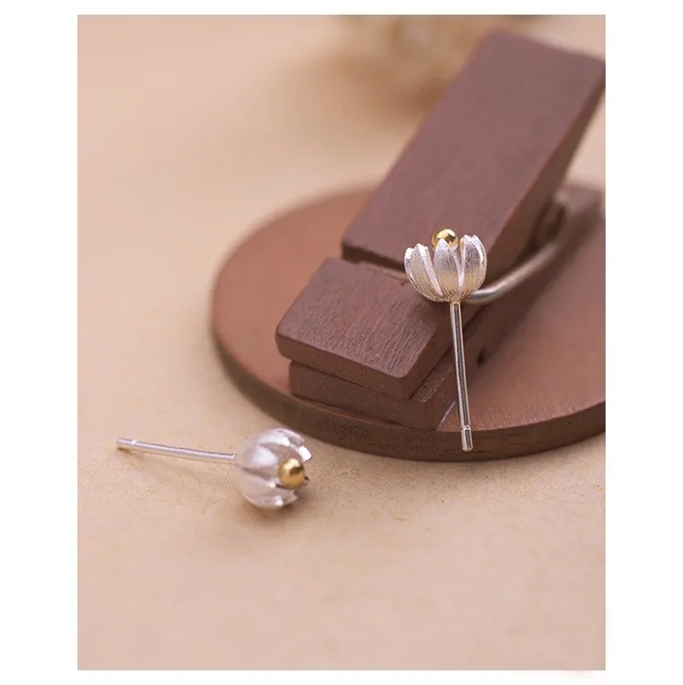 Новые модные 925 пробы серебряные серьги-гвоздики в виде цветка лотоса для женщин ювелирные изделия Brincos