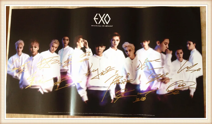 

EXO EXO-K+M autographed authentic mini2nd album OVERDOSE official poster korean version freeshipping 03.2016