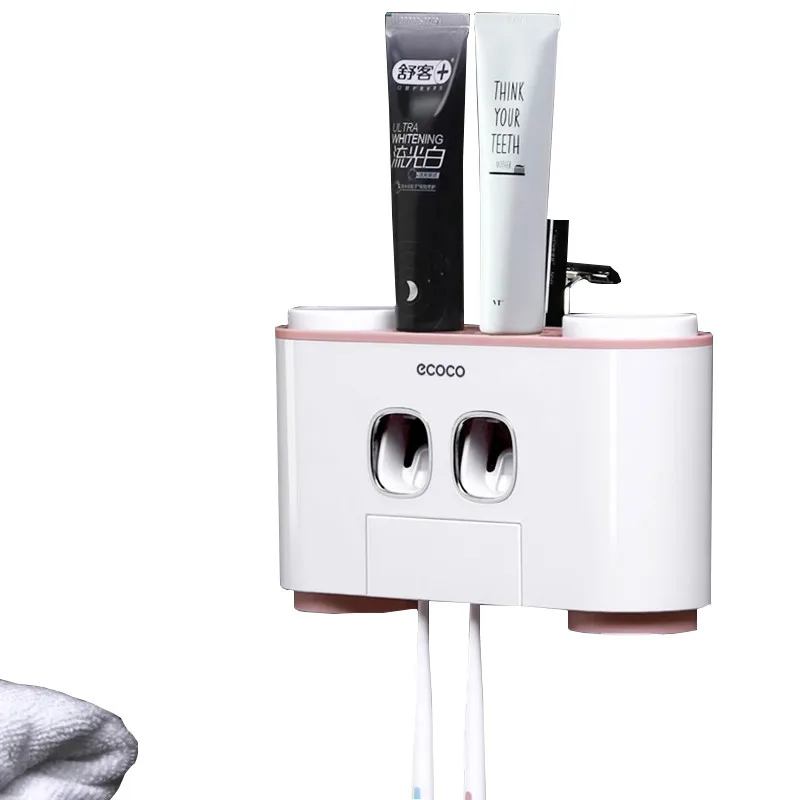 

Automatic Squeezing Toothpaste Dispenser Tooth brush Holder Toothbrush case Storage Wall mount Rack Bathroom Accessories Set