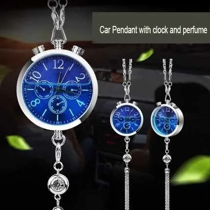 

OHANEE 2018 Luxury car air freshener pendant with clock display time and vehicle perfume automobile clock auto watch