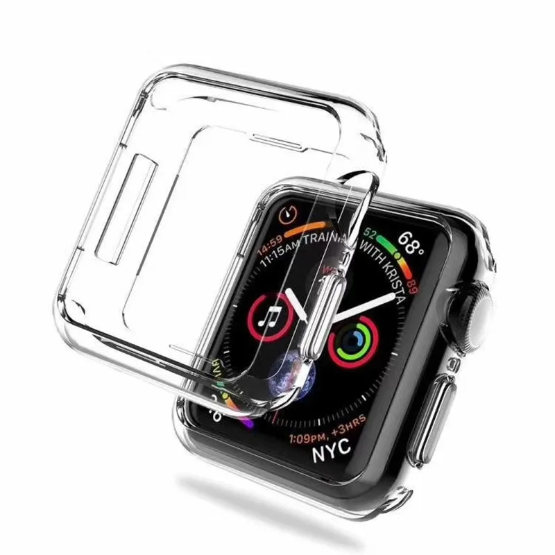Ультратонкий полностью защищающий прозрачный мягкий чехол из ТПУ для Apple Watch, корпус 44 мм 40 мм, защитные чехлы из ТПУ для iWatch, прозрачная рамка