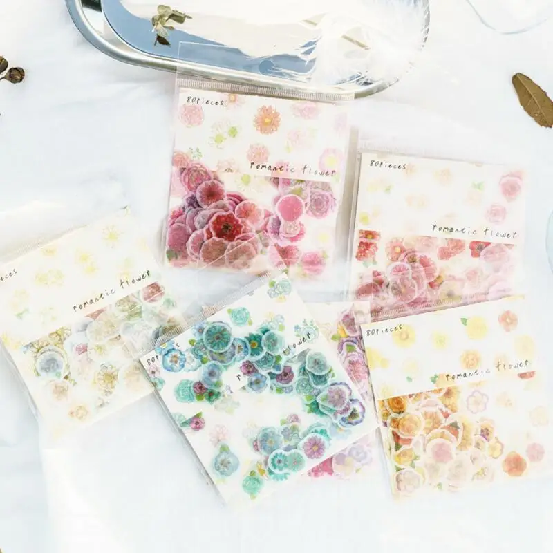 

Flowers Ink Paper Decorative Diy Diary Stickers Kawaii Planner Scrapbooking Sticky Stationery Escolar School Supplies