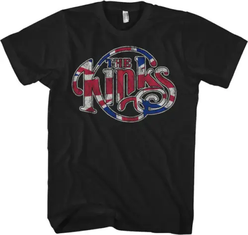 THE KINKS - Flag Logo T SHIRT S-M-L-XL-2XL Brand New Official Shirtshort Sleeve T-Shirt | Мужская одежда