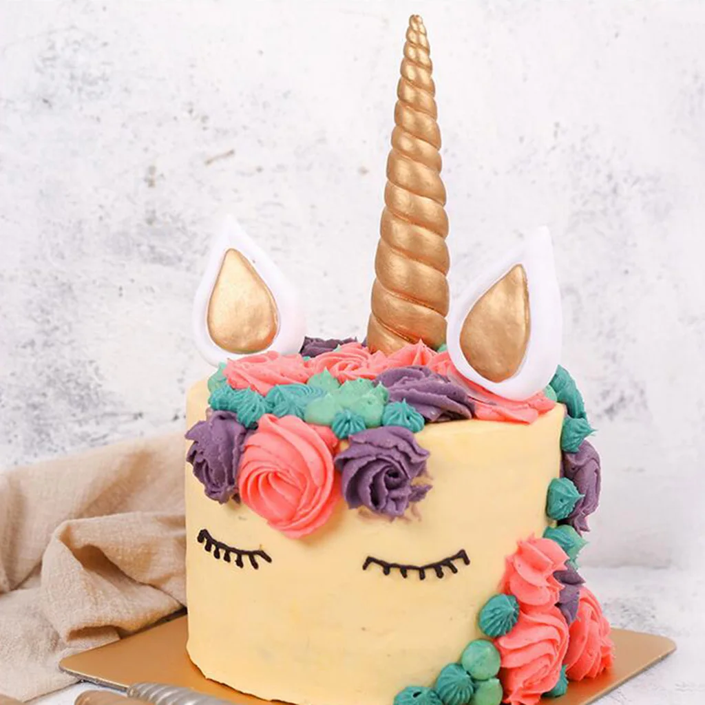 Amagogo Unicorn Birthday Cake Decor Topper Cute Horn Ears Party Ornament Decor Props Cake Mold