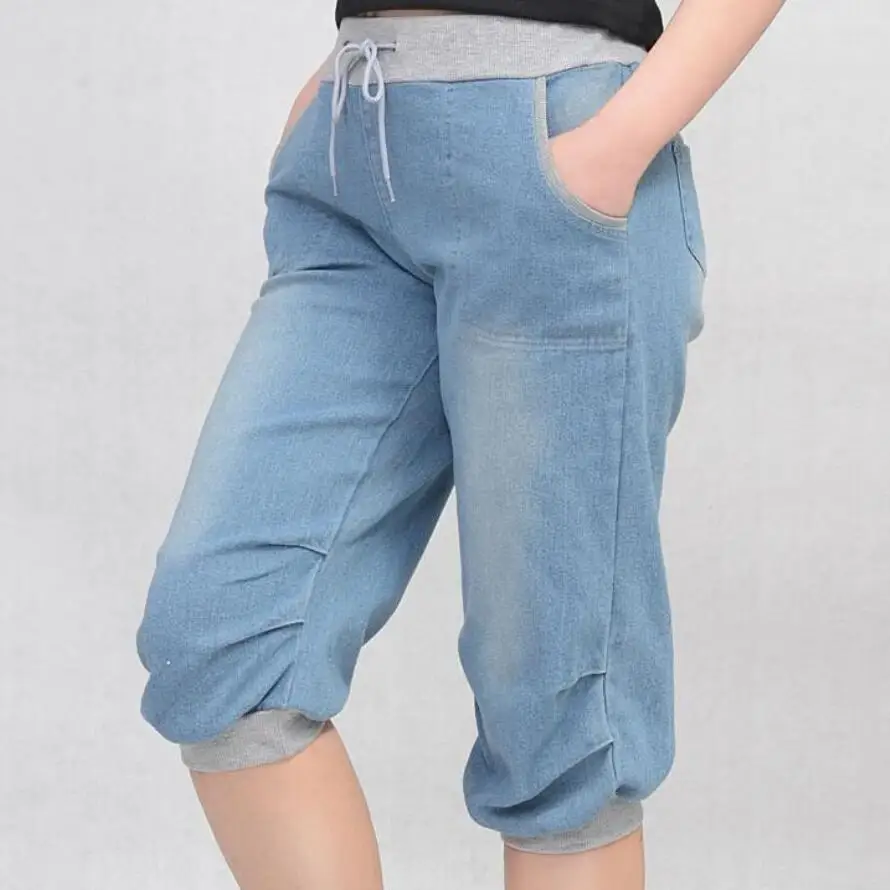 

4XL plus size women harem pants jeans loose trousers for women denim pants Capris jeans for 117Kg Women Jeans Show Thin 2017