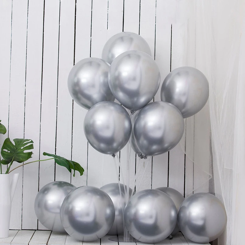 

ABDO 24Pcs 12Inch Pearl Metal Latex Balloons 3.2g Thick Chrome Metallic Inflatable Helium Balloons Wedding Birthday Decoration