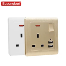 Bcsongben Великобритании стандартные розетки двойной usb розетка британского стандарта Switch control 2.1A стены Зарядное устройство разъем адаптера розетка