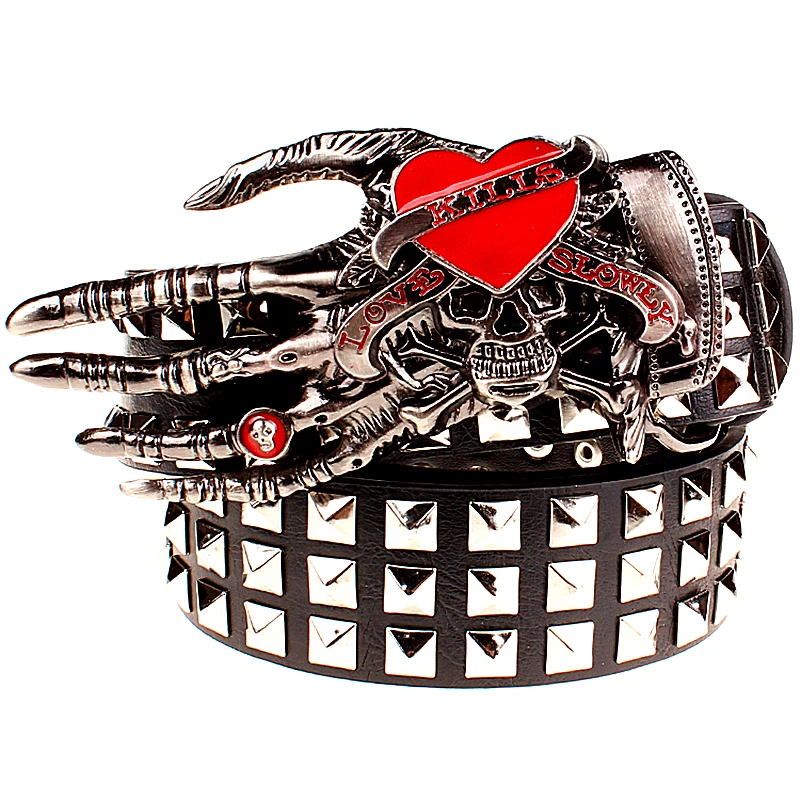 Full rivet belt men punk rivets skull love kills whole Spikes hand hip hop show | Аксессуары для одежды