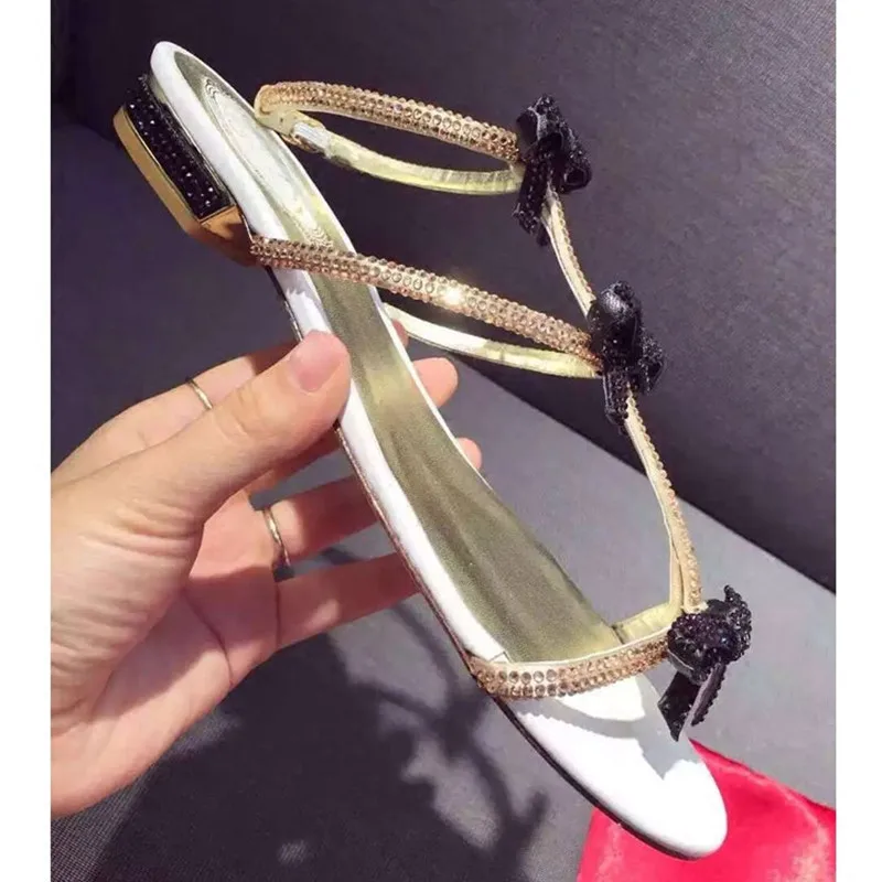 

Hot 2017 New Summer Sandals Shoes Woman Chic Crystal Sweet Butterfly-knot Sandals Designer Mujer Shoes Tide Beach Flats Shoes