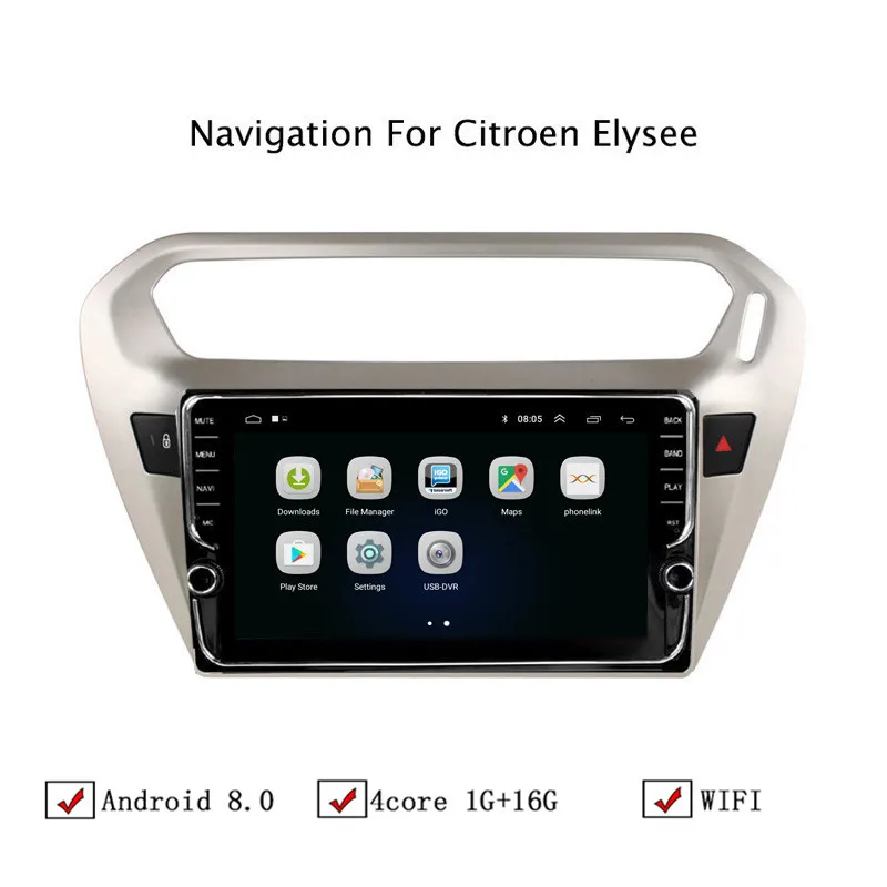 Excellent NAVITOPIA 9inch Car Multimedia Player Andriod 8.1 GPS Navigation For Peugeot 301/Citroen Elysee Autoradio WiFi USB FM AM 2