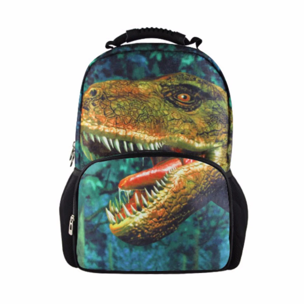 Customized Boys 3D Dinosaur Printing Cool School Bags Students Junior Daliy Shoulder Bag for Travel Kid School Bagpack Book Bag