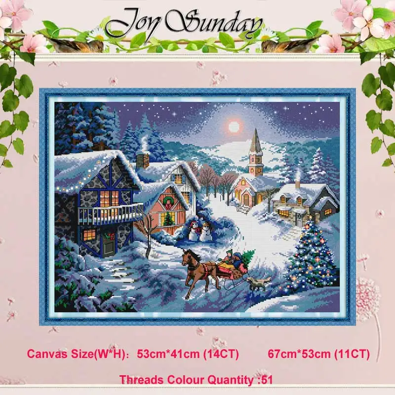 

Dusk in the snow painting counted 11CT 14CT Cross Stitch Set Wholesale DIY Cross-stitch Kit Embroidery Needlework Home Decor