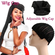 Adjustable 1pc Cap Cornrow Wig for Making Braid Synthetic Wig Adjustable Strap Black Color Glueless Cap Cornrow Brading Crochet