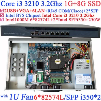 

Office Router Firewall Server with 6 Gigabit Nics 2* Intel Core i3 3210 3.2Ghz 1G RAM 8G SSD