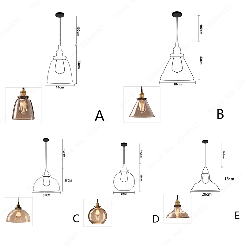  BDBQBL LED Loft Vintage Hang lamp Pendant Lights Hang lamp Glass Rope Industrial Smoky Grey Colgant - 4000033005149