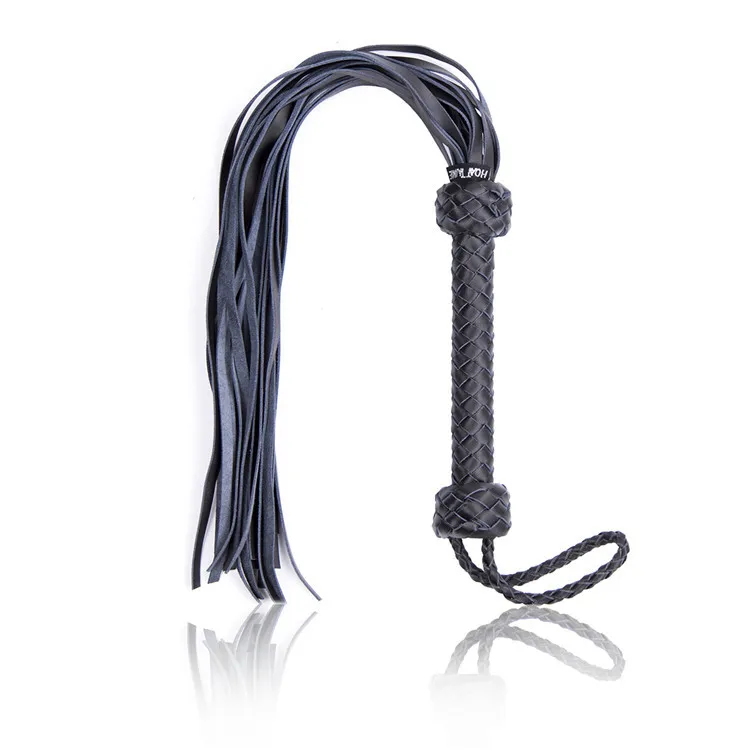 Adult Games Hand Made Genuine Leather Whip Sex Fetish Black Leather