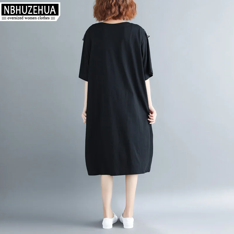 Женское летнее платье NBHUZEHUA Свободное длинное черное с оборками Повседневная