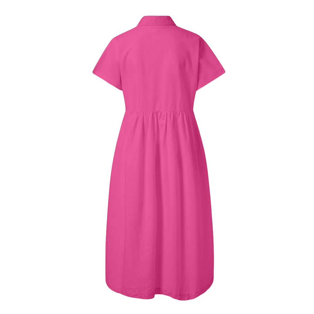 Fashion Turn-down Collar plus size dresses for women 2019 plus size dresses elegant Summer Short Sleeve Loose Cotton Mar Fashion Turn-down Collar plus size dresses for women 2019 plus size dresses elegant Summer Short Sleeve Loose Cotton Mar