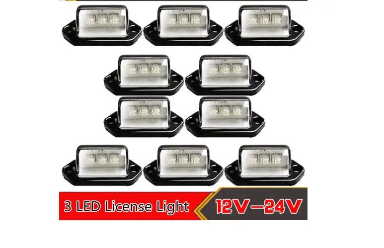 

5 Pack 3 LED License Plate Tag Light Interior Step Lamp Boat RV Truck Universal Car shape