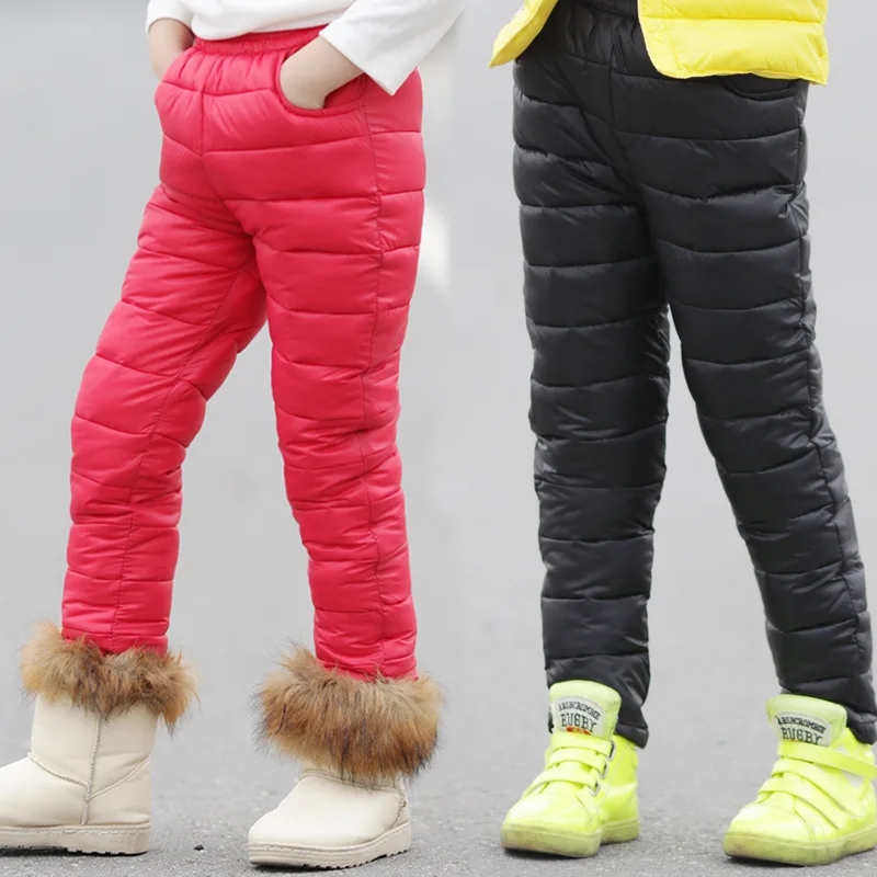 Goede Winter kinderen Katoen Beneden Broek Warme Kleding 2018 Jongens Meisjes Hoge Taille Verdikking Broek voor Kids 6 7 8 9 10 11 12 jaar
