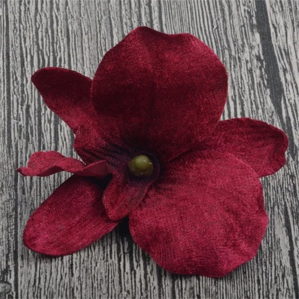 5 шт./лот 8 см шелк искусственный цветки орхидеи для свадьбы украшения дома Orchis Cymbidium высокое качество дешевые искусственные цветы - Цвет: Deep red